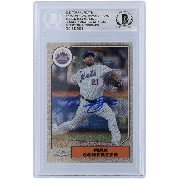Max Scherzer New York Mets Autographed 2022 Topps Update #T87C-43 Beckett Fanatics Witnessed Authenticated Card - Fanatics Authentic Certified