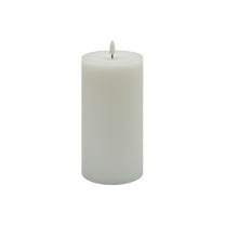 BIDK Home Battery Operated 3D Flame Large LED Pillar Candles - 8" - White