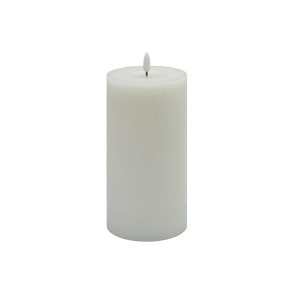 BIDK Home Battery Operated 3D Flame Large LED Pillar Candles - 8" - White