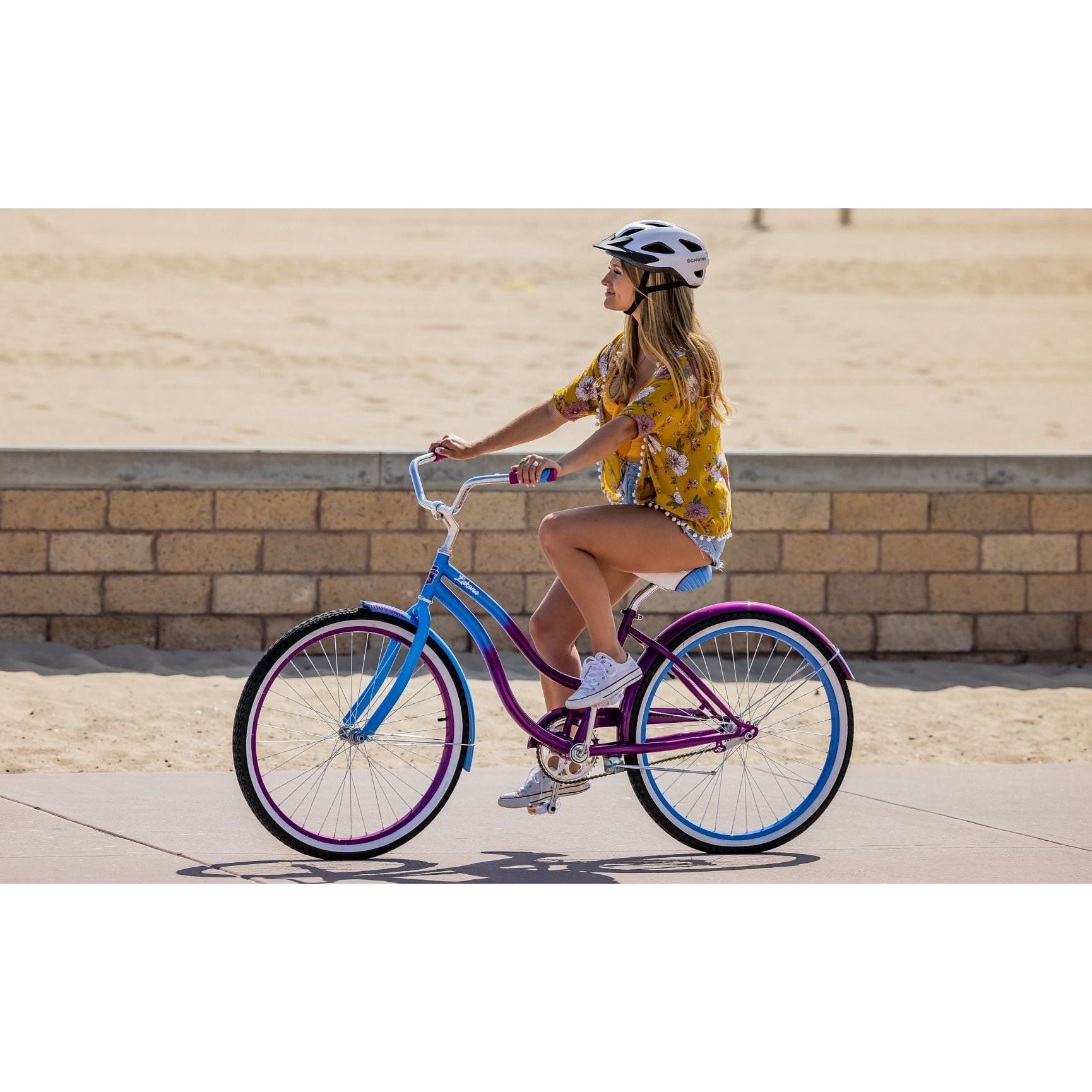 Kulana Lakona Shore Beach Cruiser Bike, 26-Inch Wheel, Single Speed, Blue and Purple