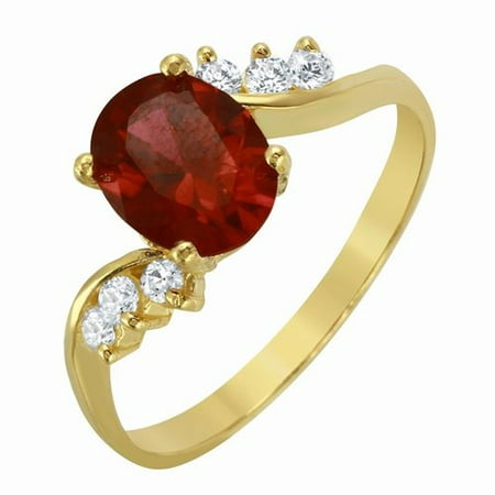 Foreli 14K Yellow Gold Ring With Red Cubic Zirconia