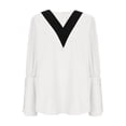 thumbnail image 2 of Craaazy Women's Casual Christmas Shirts V Neck Button Blouses Fall Winter Puff Long Sleeve Shirts Business Work Tops for Women, 2 of 6