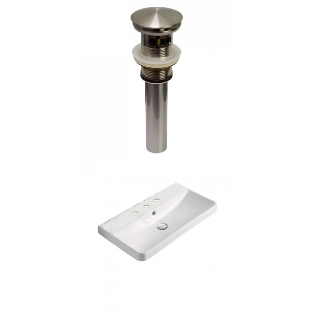 American Imaginations 23.82-in. W 3H8-in. Ceramic Top Set In White Color - Overflow Drain Incl. AI-30759