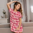 thumbnail image 3 of Naloa pink ribbon bows Print Women Nightgowns,Womens Loungewear,Short Sleeve Sleepwear,Comfy Ladies Nightdress, 3 of 6