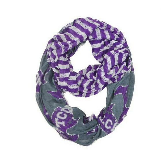 Texas Christian Horned Frogs Striped 2 Tone Infinity Scarf
