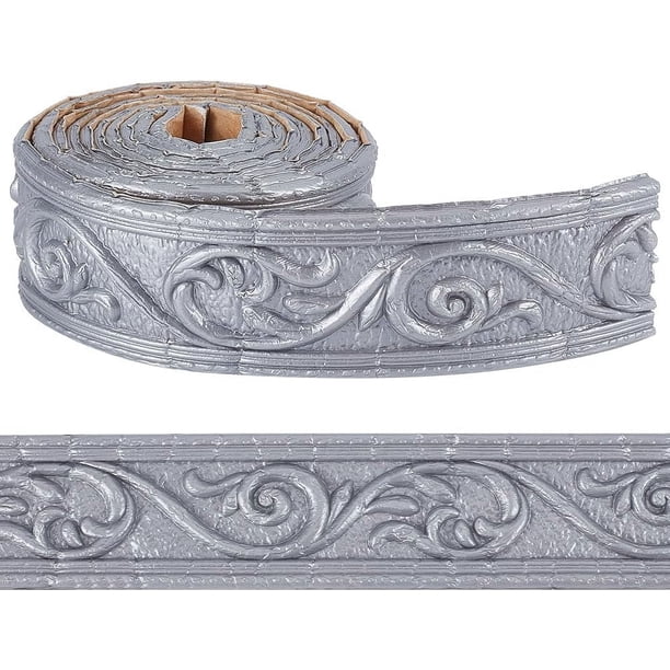 Moldura 3D gris claro, autoadhesiva, flexible, para despegar y pegar, borde de moldura, tira de espuma, marco de espejo, zócalo, líneas de pared autoadhesivas