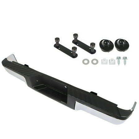 EPOTOOR Chrome Steel Complete Rear Bumper Assembly without Parking Assist Sensor Hole Replacement for 2009 2010 2011 2012 2013 2014 F150 FO1103160