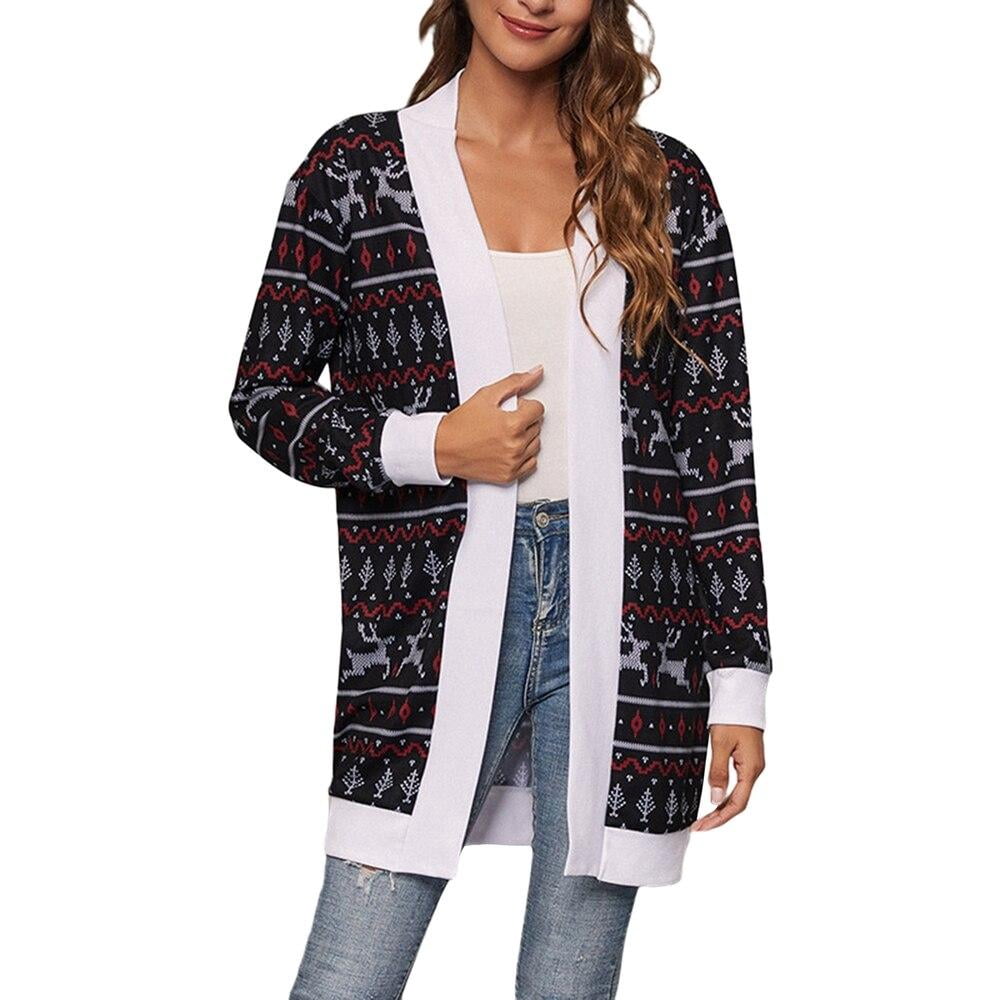 Women Cardigan Christmas Sweater Open 