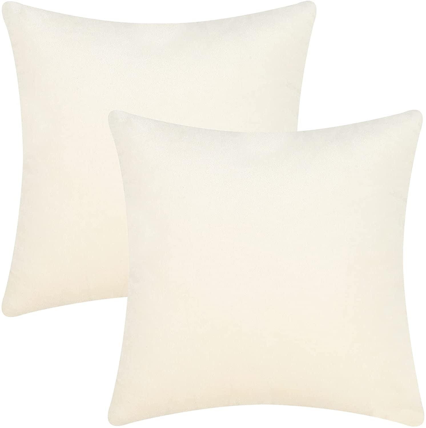 BLEUM CADE 2 Pack CreamyWhite Throw Pillow Covers，Solid Sofa Pillow