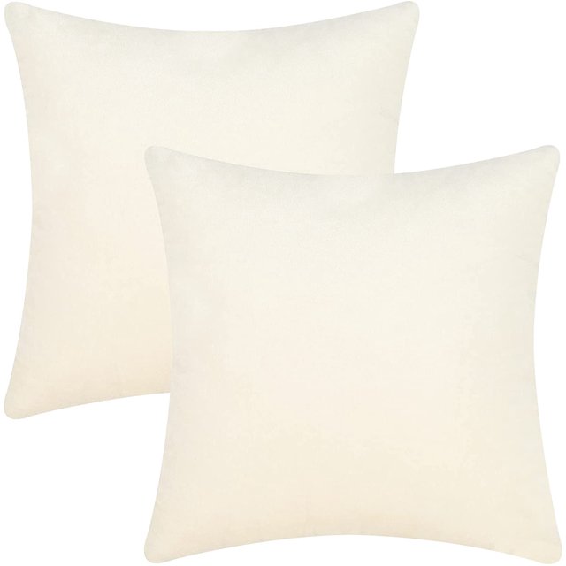 BLEUM CADE 2 Pack CreamyWhite Throw Pillow Covers，Solid Sofa Pillow Covers，Soft Velvet