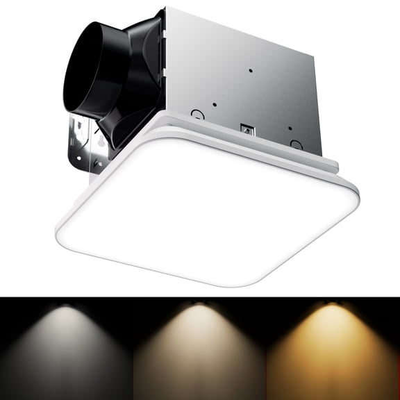 Bathroom Exhaust Fan with Light，1.0 Sones Bathroom Vent with Light，110 CFM 43W 1200LM Ceiling Mount Shower Ventilation Exhaust with Light，Bathroom Fan LED Light 3000K/4000K/5000K
