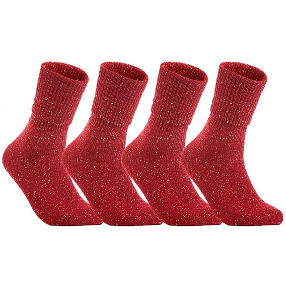 Lian LifeStyle Women's 4 Pair's Exceptional High Crew Wool Socks Non Slip, Cozy and Cool HR1412 Size 6-9 (Coral)