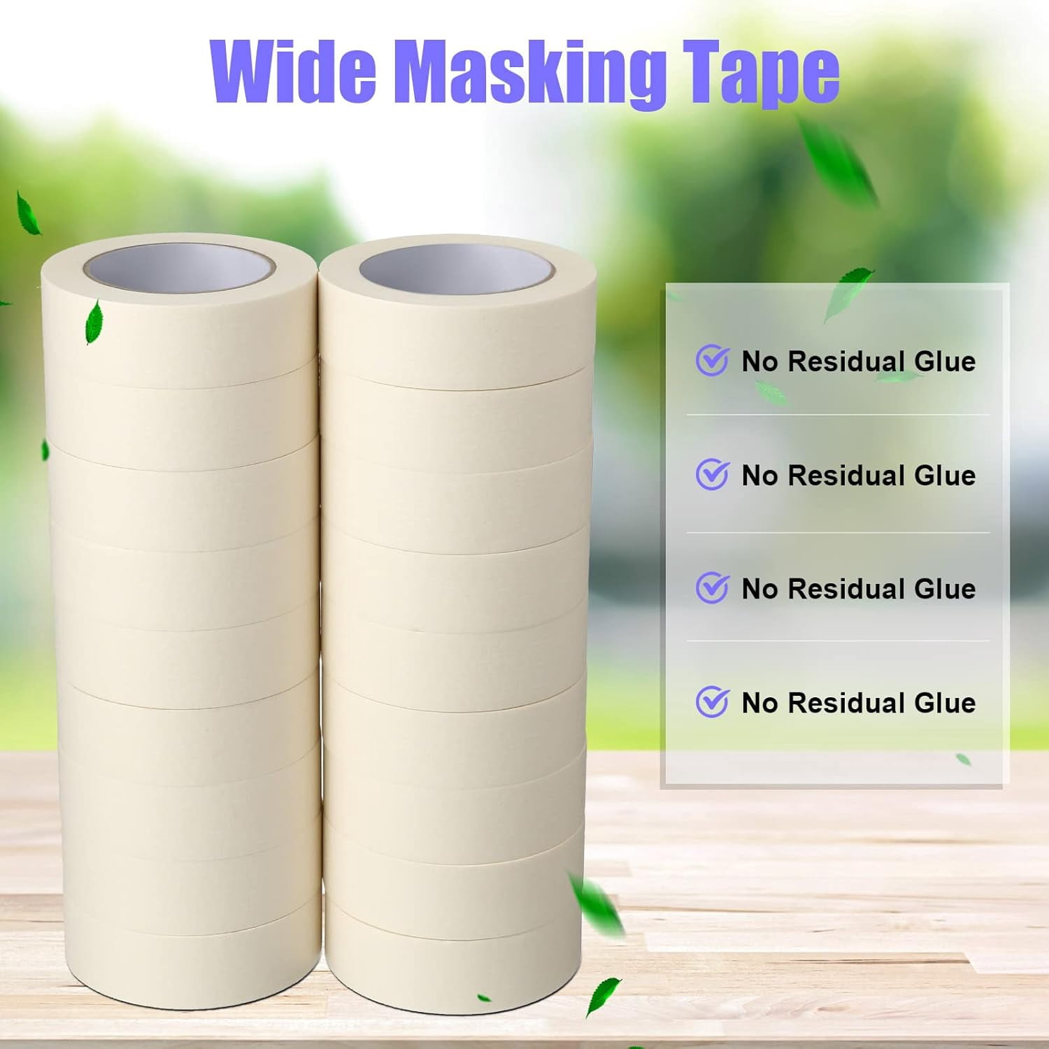 Beige Wide Thin White Painters Tape for Painting Home Office School Stationery