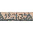 thumbnail image 2 of Abstrace Kokopelli Aegean Bleu sur Fond d'Écran Beige Marron Bord Design Rétro, Rouleau 15' x 7'', 2 of 3