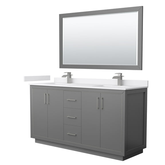 Wyndham Collection WCF111166DKGWCUNSM58 Icon 66" Free Standing Double Basin Vanity Set -