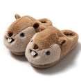thumbnail image 4 of JUSLIO Womens House Slippers 3D Cartoon Animal Head Cute Fuzzy Plush Cute Rodent Design Non Slip Flat Sole Warm Indoor House Slippers Closed Toe Slide Slippers Khaki, 4 of 6