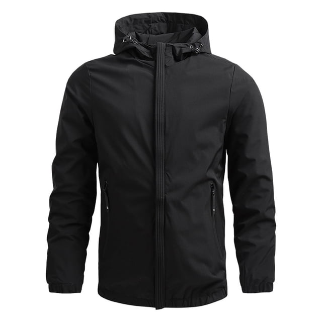 TIMIFIS Manteau Coupe-Vent à Capuche pour Homme Manteau de Pluie Mode d'Automne Manteau Léger de Plein Air de Randonnée Fermeture Éclair Complète Manteau de Cyclisme