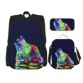 thumbnail image 1 of Balery Howling Wolf Mochila escolar 3 en 1 para niños: mochila resistente con lonchera térmica y estuche para lápices. Mochila escolar para niños y niñas., 1 of 7