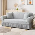 thumbnail image 2 of Stretch  Sofa Slipcover, Cushion Couch Cover with Skirt, Pet Friendly Durable Washable Stretchable, Easy Fit Universal Furniture Protector, (57"-73",Light Gray), 2 of 12