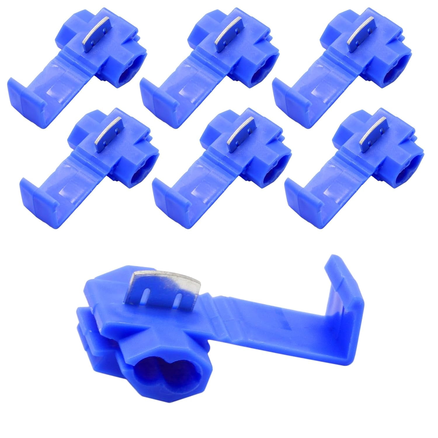 Solderless Quick Snap Fastener Type Wire Connector, 18-14 Cold Press Insulated Wire Locking Crimp, Dual Circuit Cable Connector Terminal Snap Fastener - 120pcs Blue