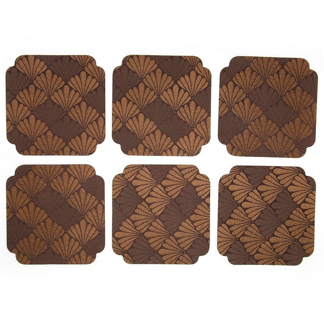 Posavasos bordado de estilo japonés, posavasos con aislamiento térmico, mantel individual, utensilio de cocina, Flabellum de café, 6 uds.