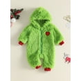 thumbnail image 6 of Newborn Baby Boy Girl Christmas Outfit Heart Embroidery Long Sleeve Fuzzy Zipper  Hooded Jumpsuit Romper 0 3 6 12 18 Months Xmas Clothes, 6 of 8