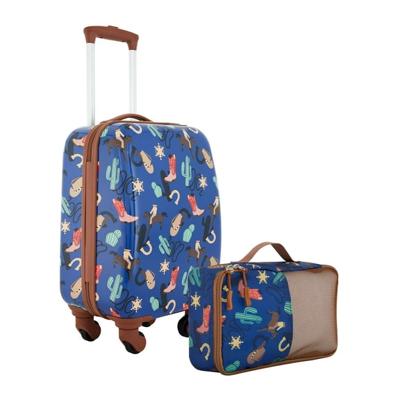 Wrangler Rodeo Kid's 2 Piece Hard-Side Rolling Carry-on Luggage Set with Spinner Wheels