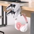 thumbnail image 3 of Liboer 2-in-1 Headphone Controller Holder, 360° Rotating Headphone Stand for Desk, 2 Gamepad Hangers Adjustable Clamp-on Punch-free Hook, White, 3 of 8