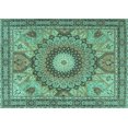 thumbnail image 1 of Ahgly Company Machine Washable Indoor Rectangle Medallion Turquoise Blue Traditional Area Rugs, 4' x 6', 1 of 4