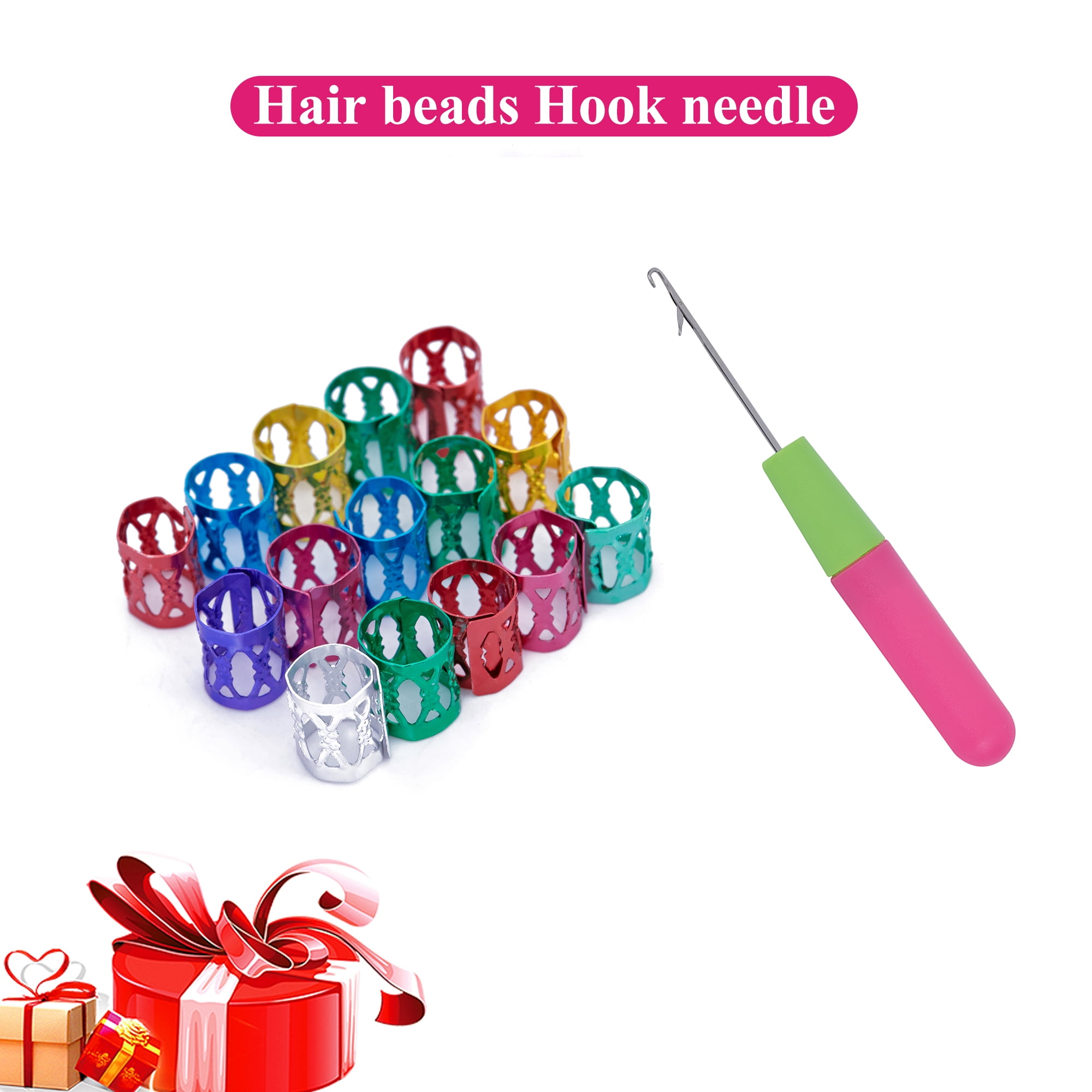 Plastic Latch Hair Beads Hook Needle Mixed Color Hair Extension Ring with Hook for Barber Salon