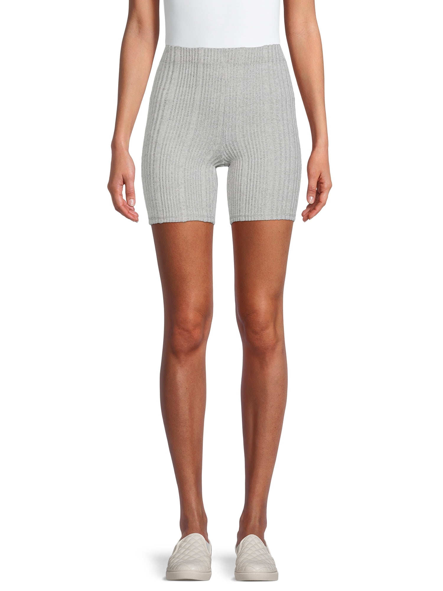 grey ribbed bike shorts