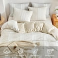 thumbnail image 3 of Striped Duvet Cover Blue King, Blue with White Striped Weave Pattern Bedding, Microfiber Soft Textured Duvet Cover Set with Zipper Closure and Corner Ties (Blue, King), 3 of 9
