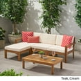 thumbnail image 3 of Faviola Ana Outdoor 3 Seater Acacia Wood Sofa Sectional with Cushions, Teak and Cream, 3 of 11