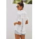 thumbnail image 2 of ABPHQTO Camisa abotonada con manga enrollada y rayas con cuello en V naranja para mujer, 2 of 5