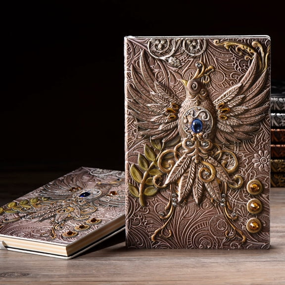 European Style Embossed A5 Notebook, 100 Pages, Vintage Exquisite Texture and Elegant Look, for Office Record Keeping Daily Note Taking and Personal Journal Writing