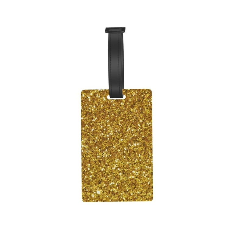Daiia Gold Glitter Durable Luggage Tags with Secure Strap Travel ID Tags Suitcase ID Tags Bag Identification Tags Easy Identification for Men and