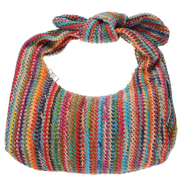 OUNONA 1Pcs Bowknot Straw Handbag Elegant Raffia Bag for Women Summer Outings