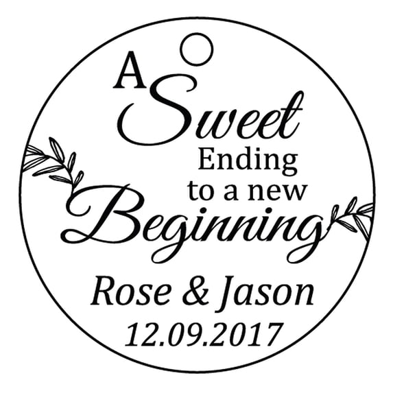 100 PCS A Sweet Ending To A New Begnning Circle Hang Tags Personalized Wedding Favor Gift Tags