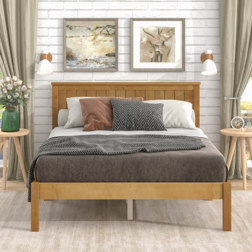 Light wood bed frame full deals