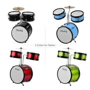 Muslady 3-Piece Drum Set Kit Percussion Musical Instrument with Cymbal, Drumsticks, Adjustable Stool for Kids Children Junior Beginners