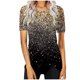 thumbnail image 1 of Blusas de Manga Corta para las Mujeres Botón Impreso Cuello Redondo Top Casual, Blusas para las Mujeres Casual, 1 of 5