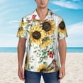 thumbnail image 2 of Kll Men'S Hawaiian Shirt Short Sleeve Button Down Beach Shirts-Sunflowers Leaves And Birds, 2 of 7