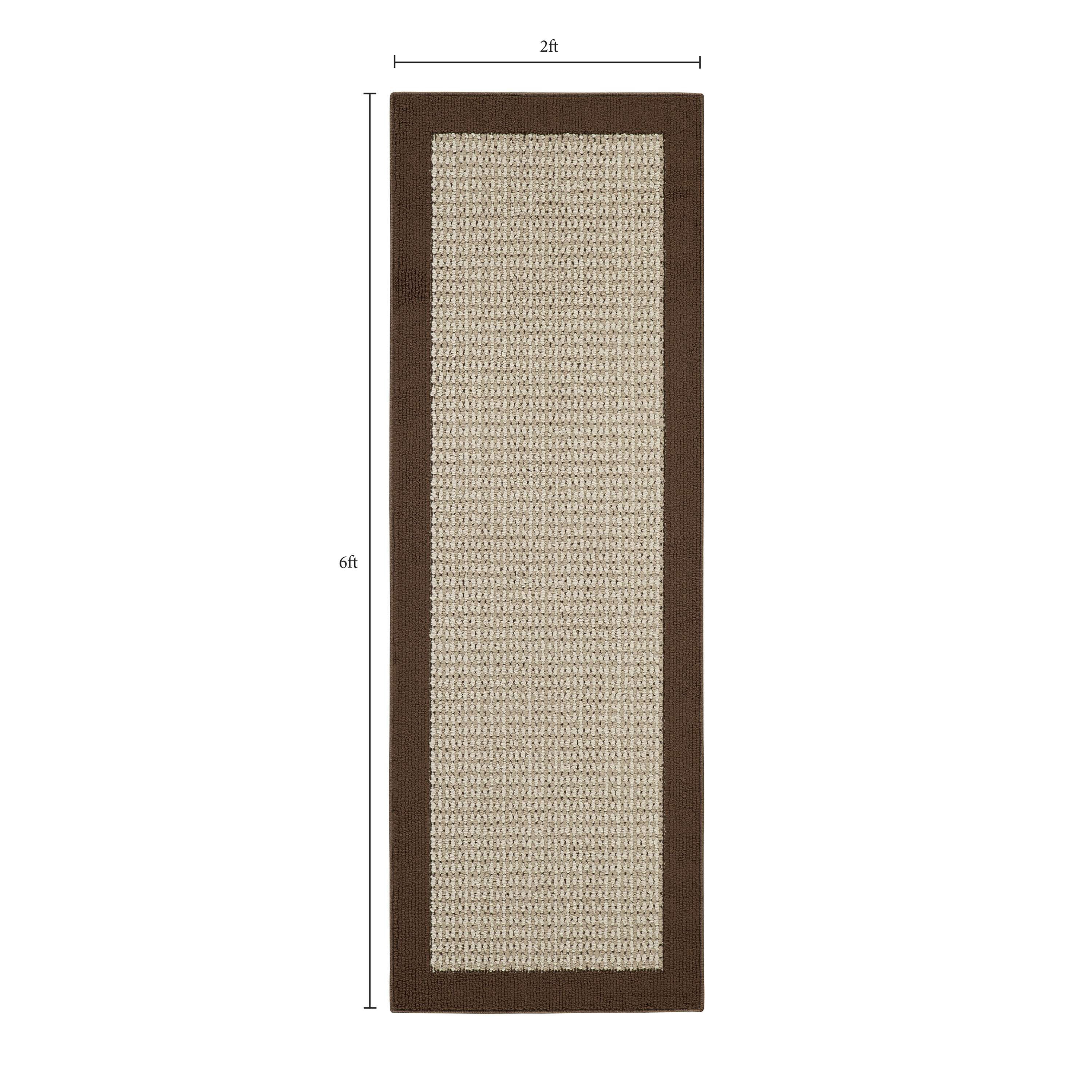 (2 pack) Mainstays Farmhouse Faux Sisal Olefin Brown Border Indoor Hallway Runner Rug, 2'x6'