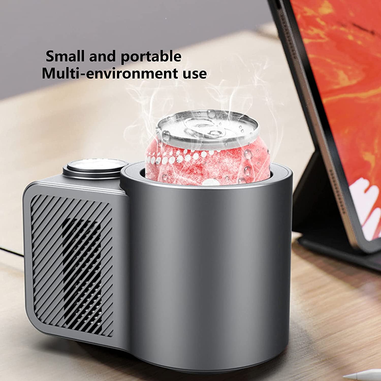 Car Cup Cooler 12V  Mug Holder Dark Gray Quick Cooling Refrigerator for Drinks