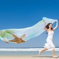 thumbnail image 5 of GZHJMY Women Girls Long Silk Scarf, Beach with Sand and Palm Decoration Summer Lightweight Shawl, Outdoor Floral Large Wrap 71X35 Inch, 5 of 5