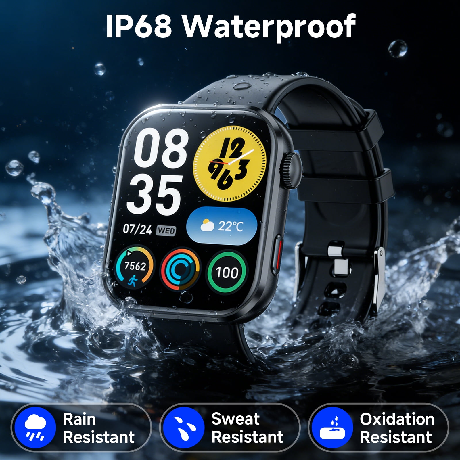 Mingdaln AI Smart Watch (Zinc allo), with ChatGPT , Smartwatch for Android and iphone, 1.95'' with Bluetooth Calls/120+ Sports Modes /Fitness watch, IP68 Waterproof for Women and Men（Black）