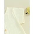thumbnail image 6 of Suealasg Kids Boys Summer 2Pcs Outfits 6M 1T 2T 3T Toddler Baby Casual Beach Clothes Short Sleeve Button Up Tops Solid Color Shorts Sets, 6 of 9