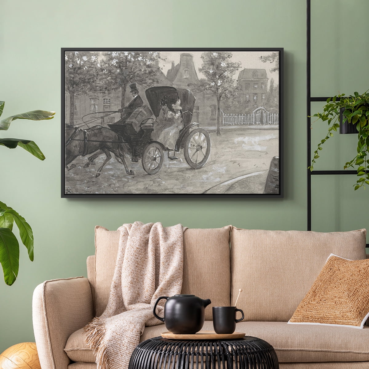Vintage Animal Print-XXVIII By Wexford Home Framed in Black Wood Gallery Wrapped Canvas 17 in. x 25 in.