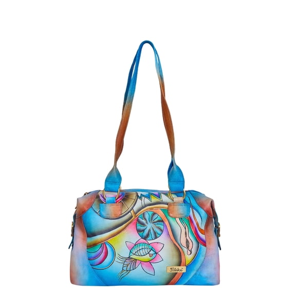 Sishka Multicolor Abstract Hand-Painted Bag, Stylish Leather Shoulder Bag for Women, Perfect for Work, Travel & Daily Use