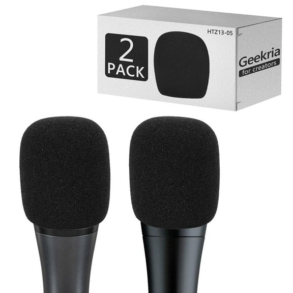 Geekria for Creators Foam Windscreen Compatible with Sennheiser E 935, E 945, E 835, E 845-S Microphone Antipop Foam Cover, Mic Wind Cover, Sponge Foam Filter (Black / 2 Pack)